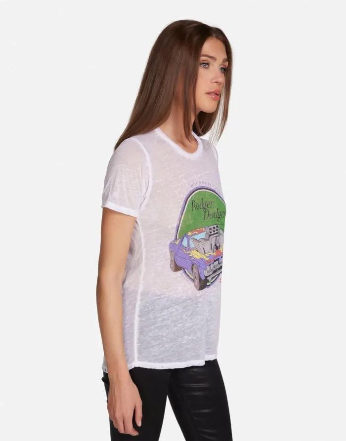 Croft Hot Wheels Roger Dodger White Burnout Women Lauren Moshi Short Sleeve