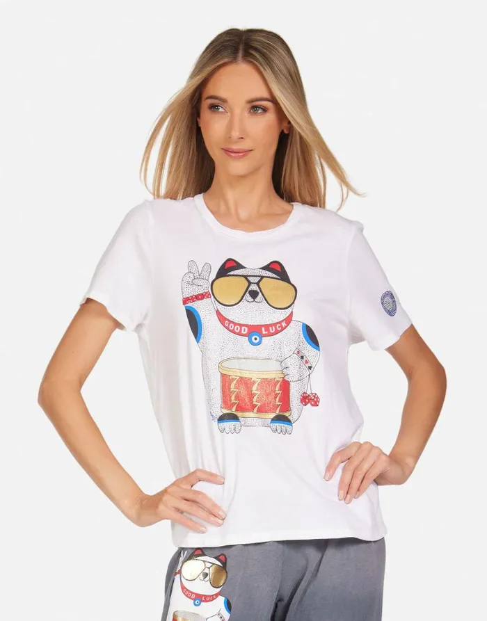 Croft Lucky Cat White Women Lauren Moshi Short Sleeve