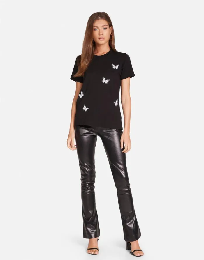 Croft Optimist Butterflies Black Women Lauren Moshi Short Sleeve