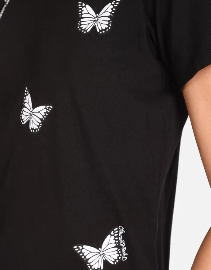 Croft Optimist Butterflies Black Women Lauren Moshi Short Sleeve