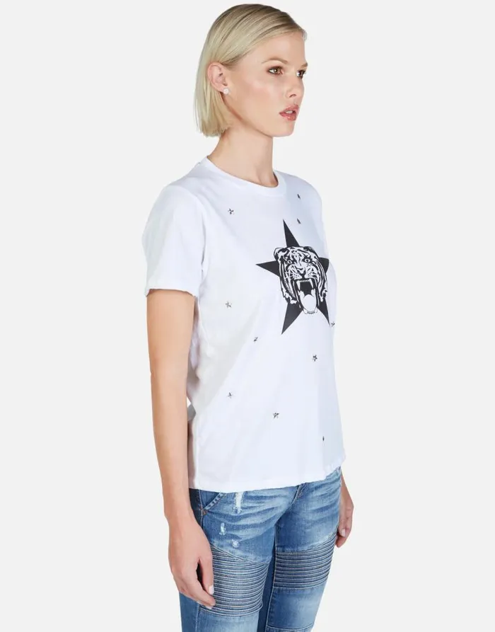 Croft Star Tiger White Women Lauren Moshi Short Sleeve