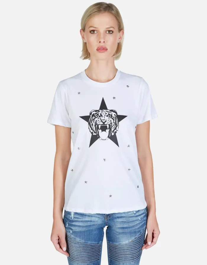 Croft Star Tiger White Women Lauren Moshi Short Sleeve