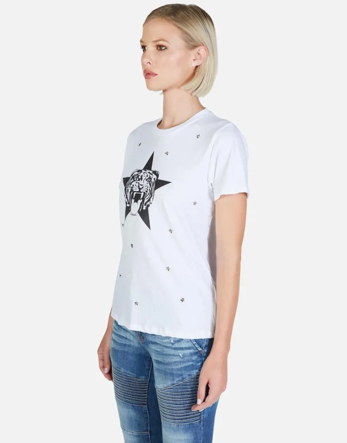 Croft Star Tiger White Women Lauren Moshi Short Sleeve