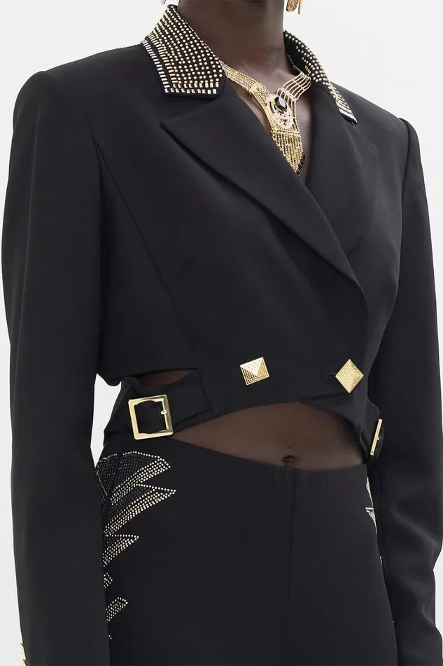CROPPED JACKET WITH CUTOUT AND BUCKLE DETAIL THEY CALLED HER NEFERTARI They Called Her Nefertari Womens Camilla Jackets
