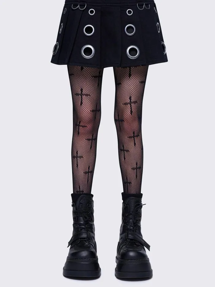 Cross Diamond Fishnet Tights Women Minga London Socks and Tights