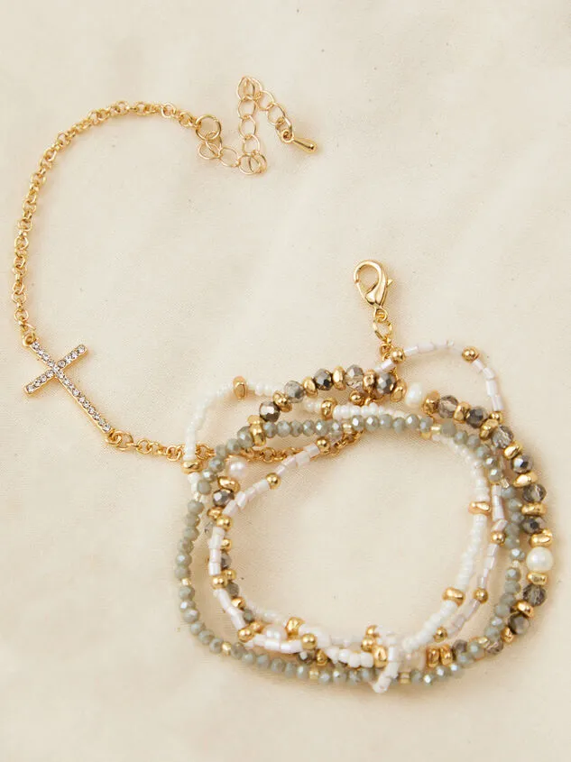 Cross Stretch Bracelet Pack Gold Women Altar039d State Bracelets