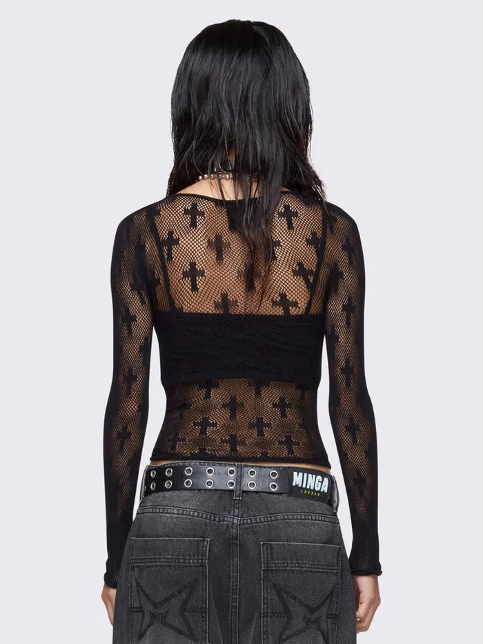 Crossed Paths Fishnet Top Women Minga London Tops and TShirts