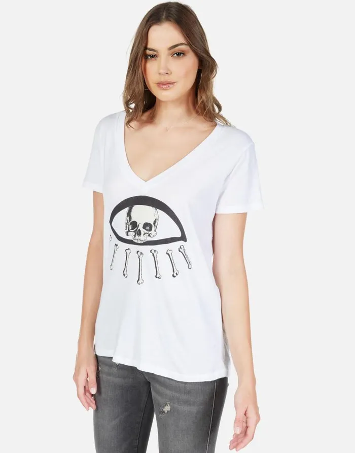Cruz Skull Bone Eye White Women Lauren Moshi Short Sleeve
