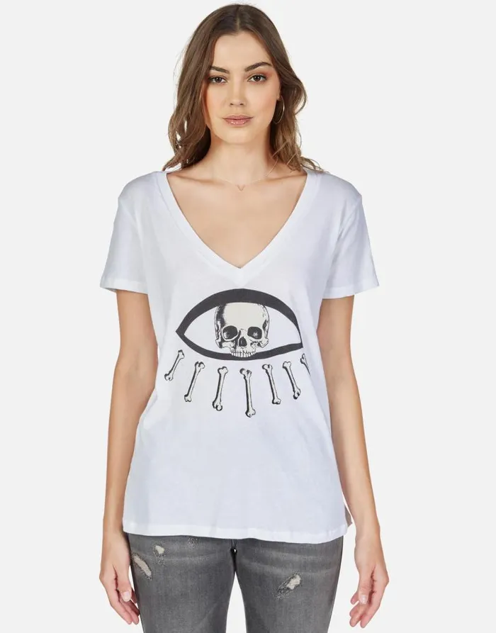Cruz Skull Bone Eye White Women Lauren Moshi Short Sleeve