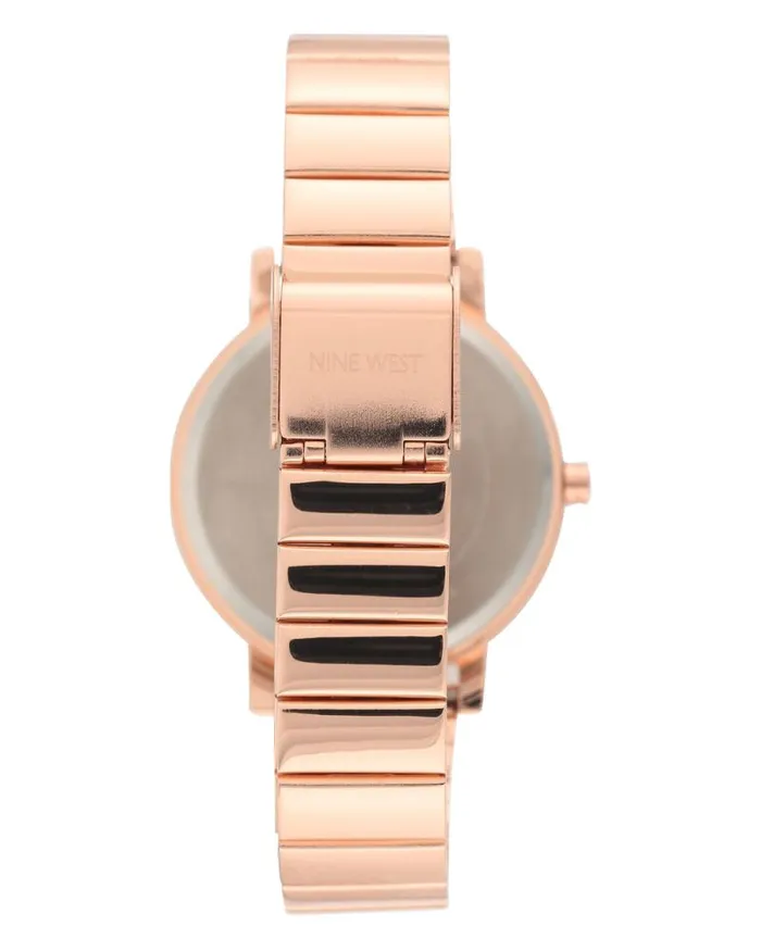 Crystal Accented Stainless Steel Bracelet Watch Rose Gold Women Nine West Straps Crystal Accented Stainless Steel Bracelet Watch Rose Gold Women Nine West Straps