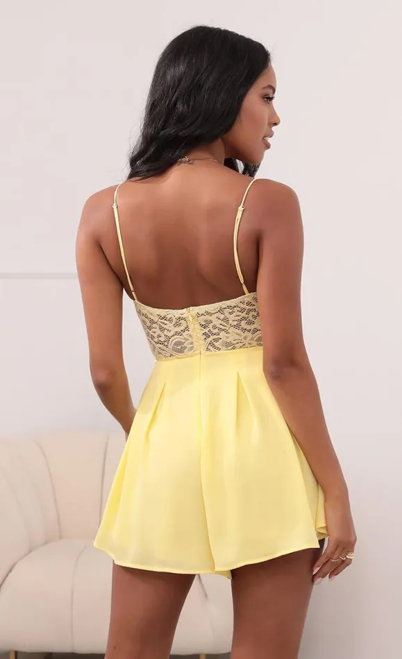 Cutout Lace Romper Yellow Women LUCY IN THE SKY Rompers