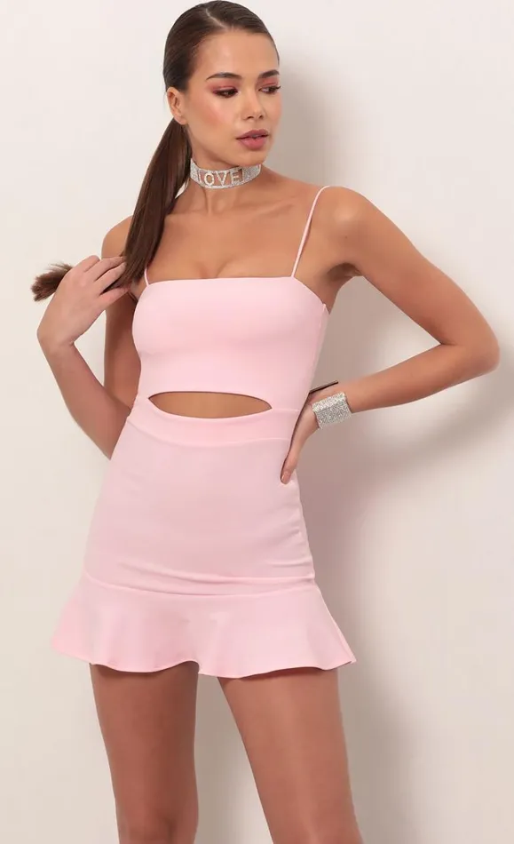 Cutout Ruffle Dress Light Pink Women LUCY IN THE SKY Rompers