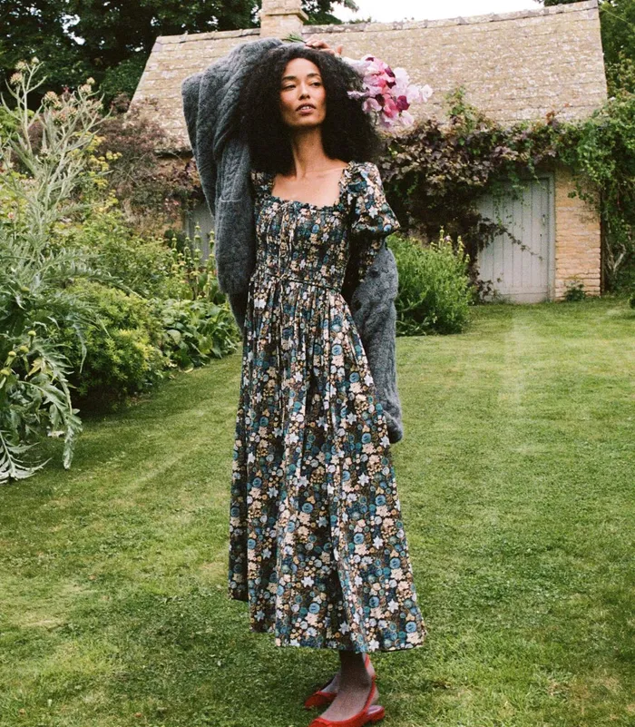 DEN Dresses Women Bijou Dress Bleu Arbor Floral DEN Dresses Women Bijou Dress Bleu Arbor Floral