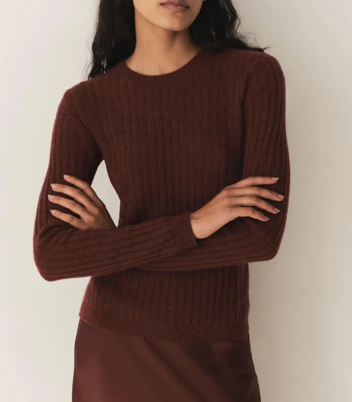 DEN Knitwear Women Hyeres Cashmere Sweater Dark Garnet