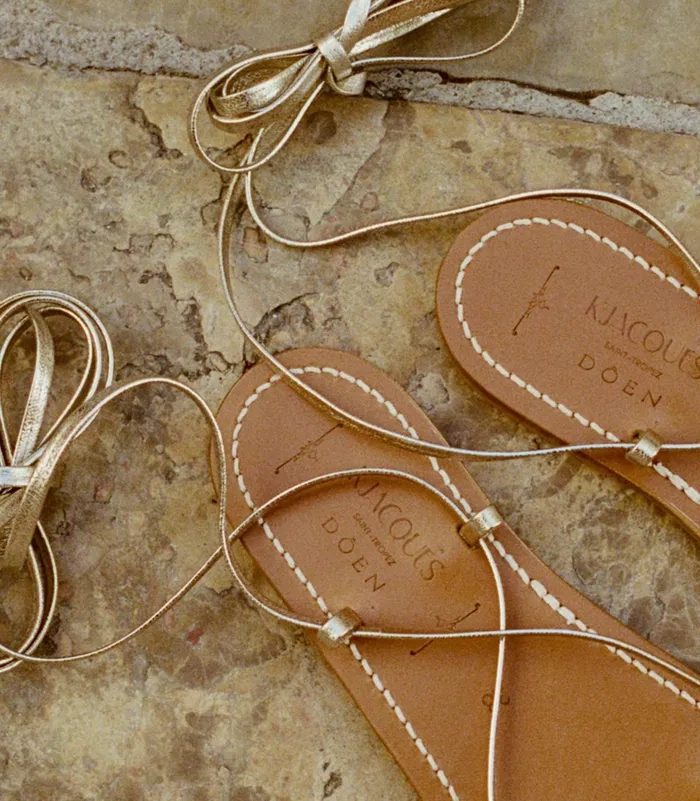 DEN Shoes Women DEN and KJacques Bikini Sandal Metallic Champagne