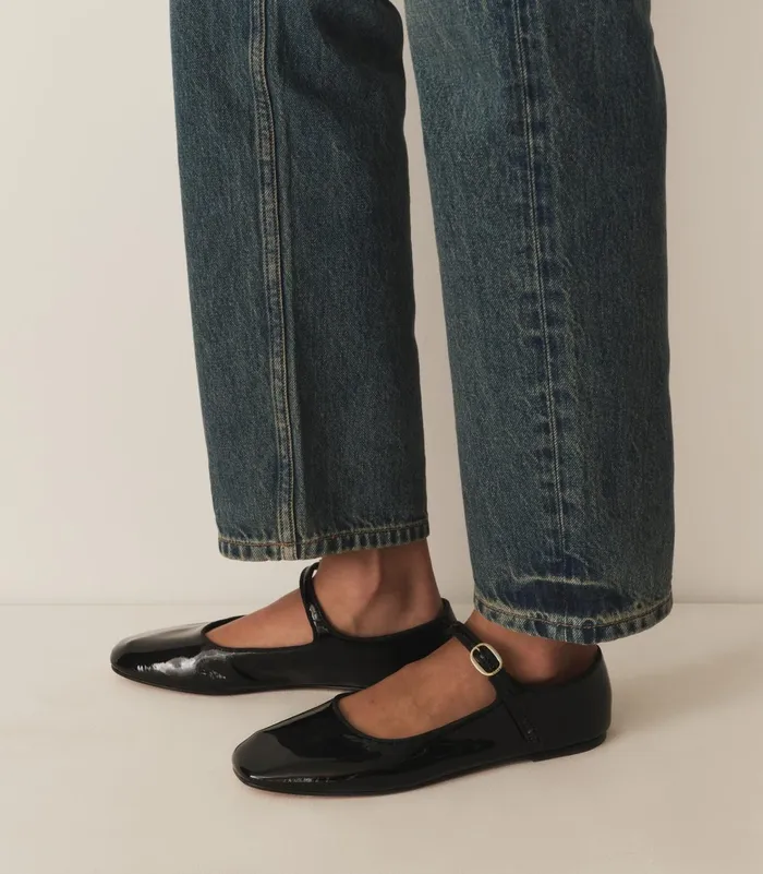 DEN Shoes Women Mary Jane Slipper Black Patent