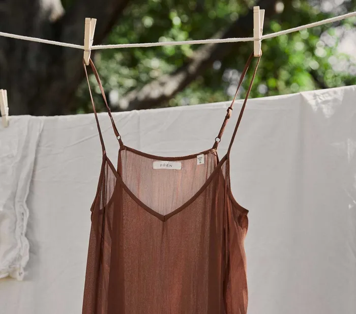 DEN Slips Women Long Deep VNeck Slip Carob DEN Slips Women Long Deep VNeck Slip Carob