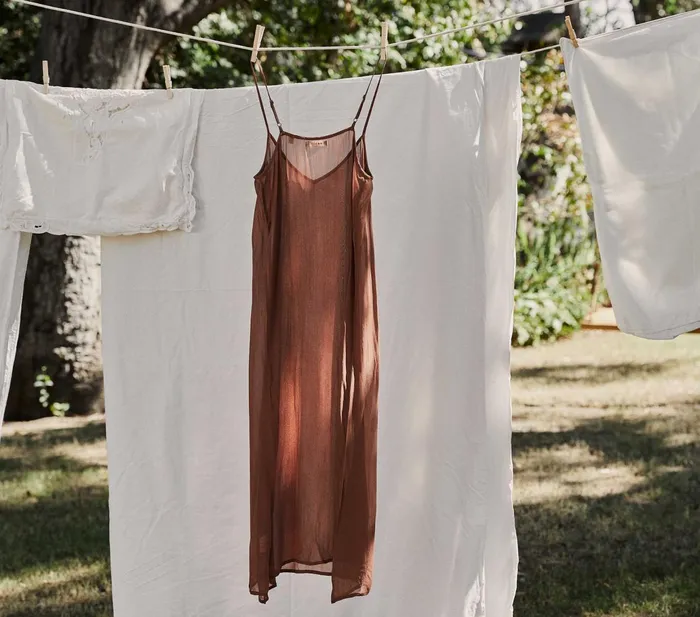 DEN Slips Women Long Deep VNeck Slip Carob DEN Slips Women Long Deep VNeck Slip Carob