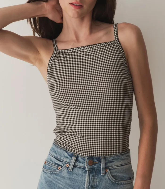 DEN Tees Women Angie Tank Noir La Maddalena Gingham DEN Tees Women Angie Tank Noir La Maddalena Gingham