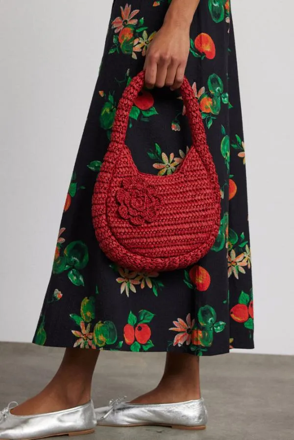Damson Madder Bags Accessories Straw Rosette Bag