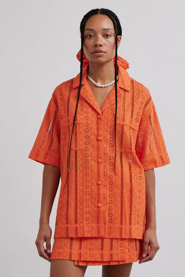Damson Madder Coords Women Chlo Shirt 8211 Orange Broderie