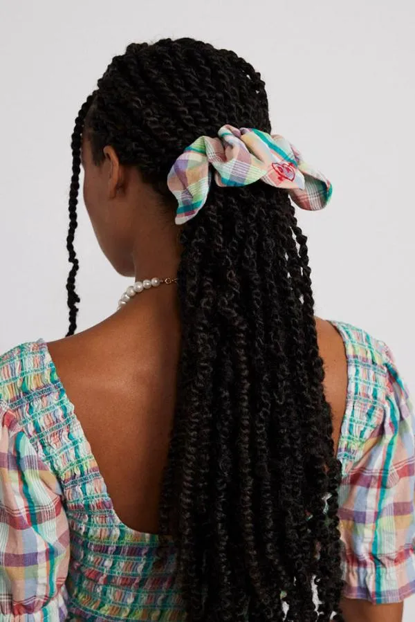 Damson Madder Coords Women Flower Scrunchie In Check