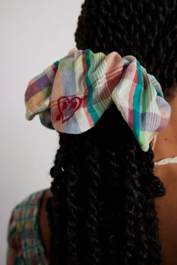 Damson Madder Coords Women Flower Scrunchie In Check