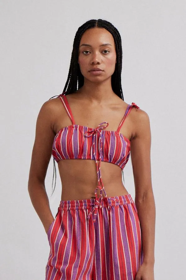 Damson Madder Coords Women Karmen Ruched Bralet 8211 Red Stripe