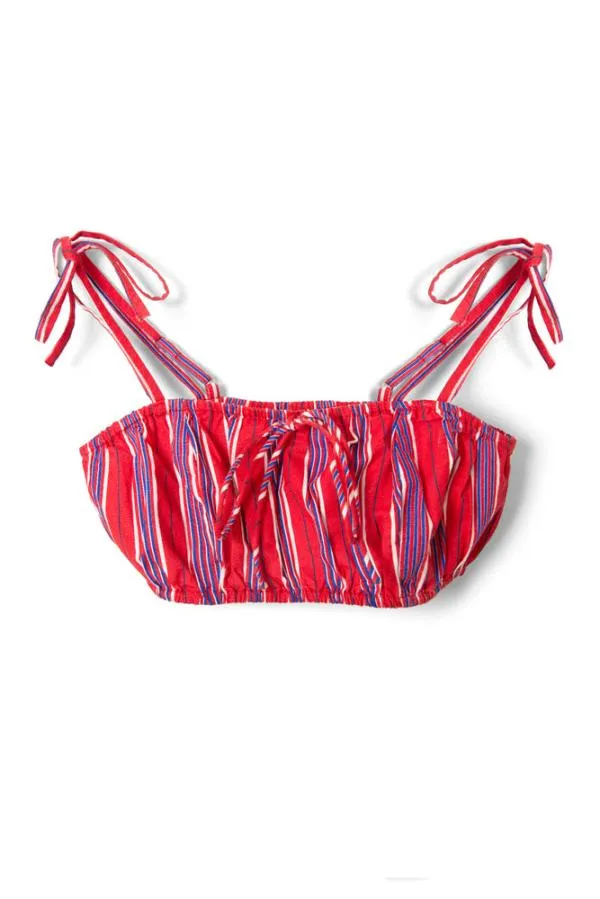 Damson Madder Coords Women Karmen Ruched Bralet 8211 Red Stripe