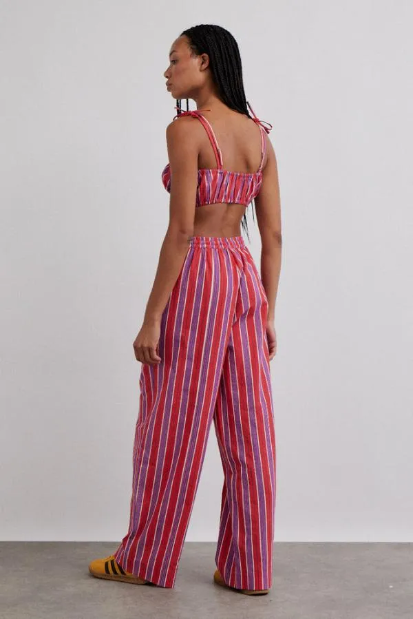 Damson Madder Coords Women Karmen Ruched Bralet 8211 Red Stripe