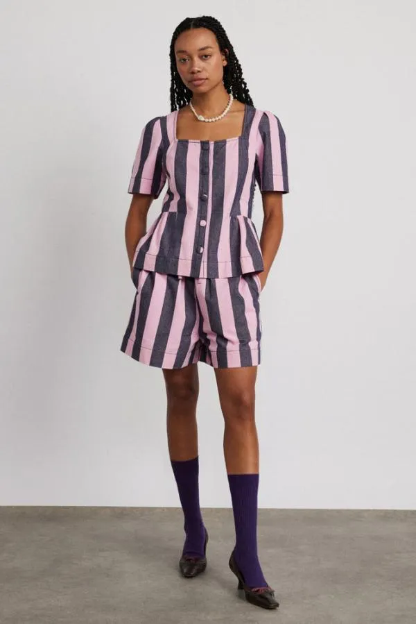Damson Madder Coords Women Rafe Shorts 8211 Blue Pink Stripe