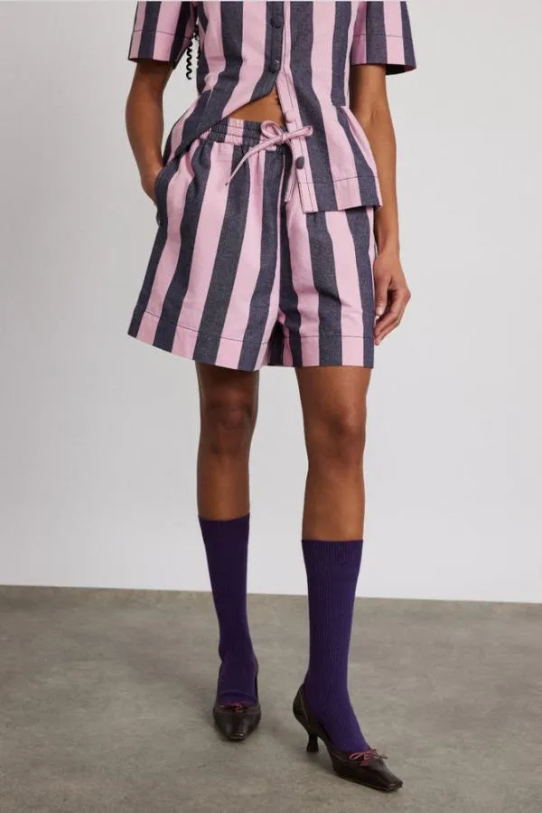 Damson Madder Coords Women Rafe Shorts 8211 Blue Pink Stripe