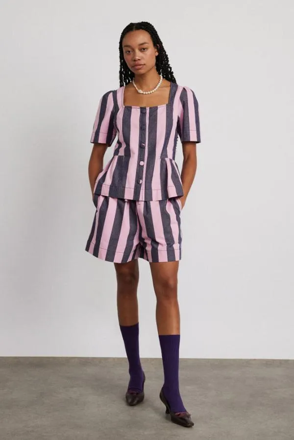 Damson Madder Coords Women Rafe Shorts 8211 Blue Pink Stripe