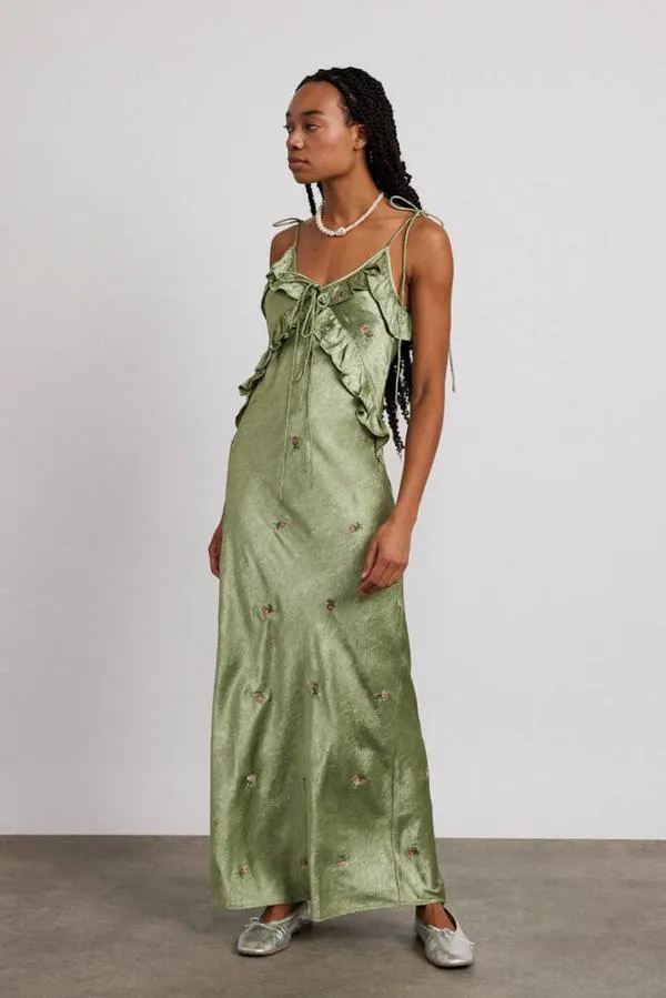 Damson Madder Dresses Women Oceanus Slip Dress 8211 Sage Rose