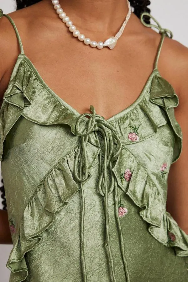 Damson Madder Dresses Women Oceanus Slip Dress 8211 Sage Rose