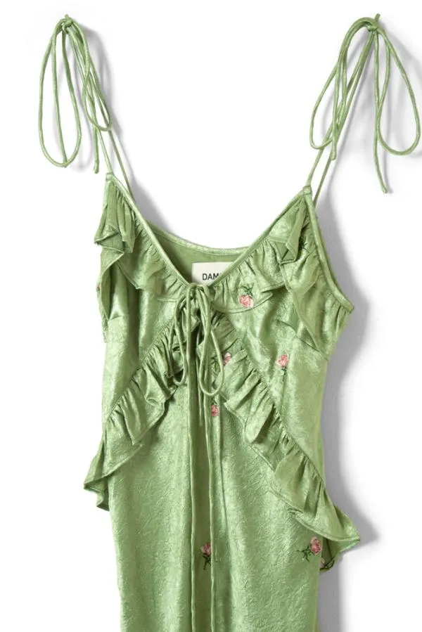 Damson Madder Dresses Women Oceanus Slip Dress 8211 Sage Rose