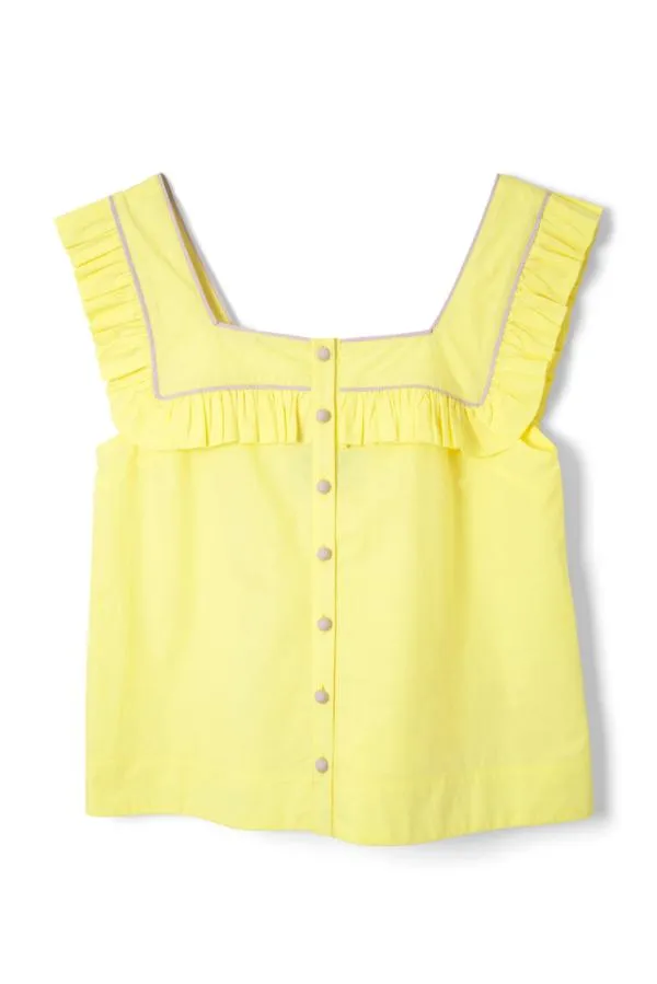Damson Madder Nightwear Women Kitty Ruffle Nightwear Set Yellow