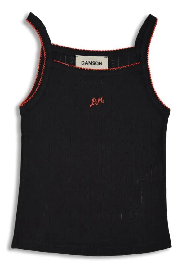 Damson Madder Tops Women Dm Cami Top 8211 Black Pointelle