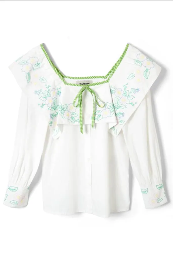 Damson Madder Tops Women Mala Blouse 8211 Floral Embroidery