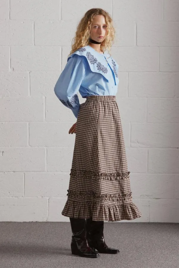 Damson Madder Tops Women Romeo Embroidered Blouse Blue