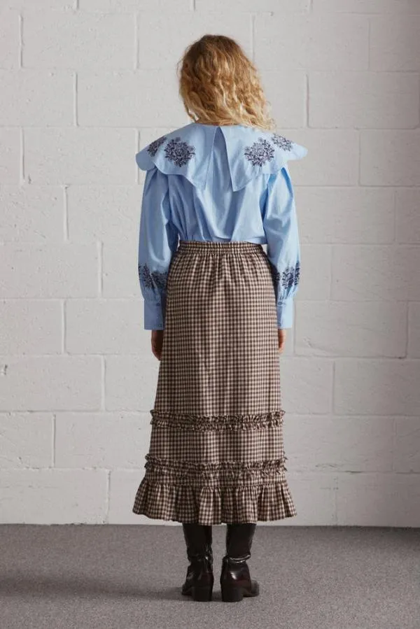 Damson Madder Tops Women Romeo Embroidered Blouse Blue