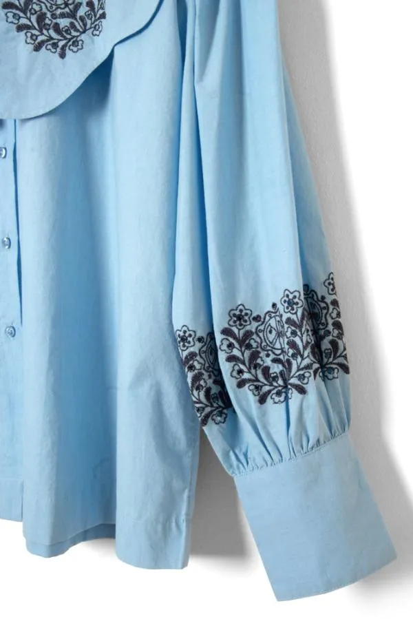 Damson Madder Tops Women Romeo Embroidered Blouse Blue