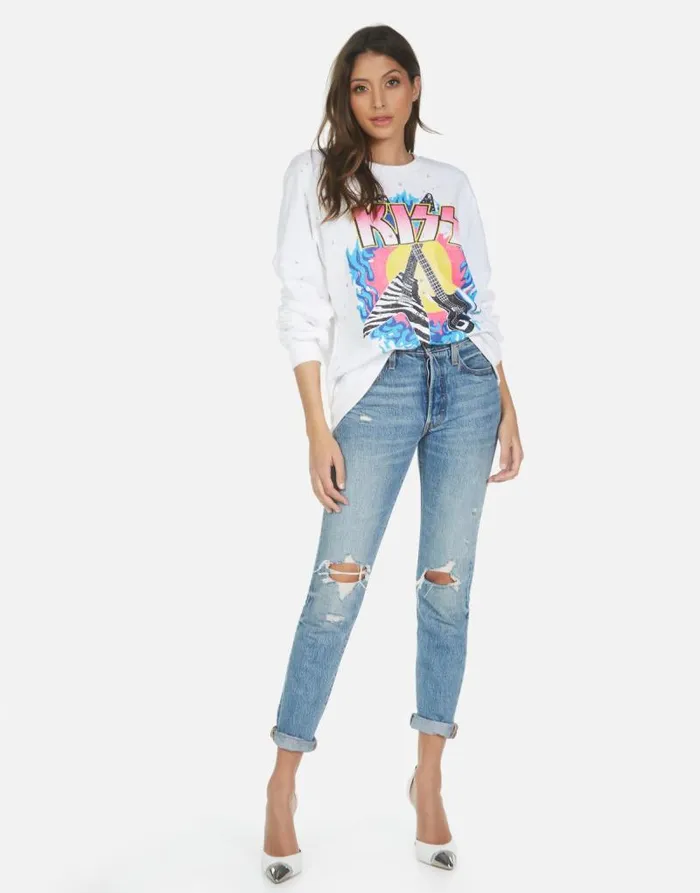 Darby KISS Animalize White Women Lauren Moshi Long Sleeve