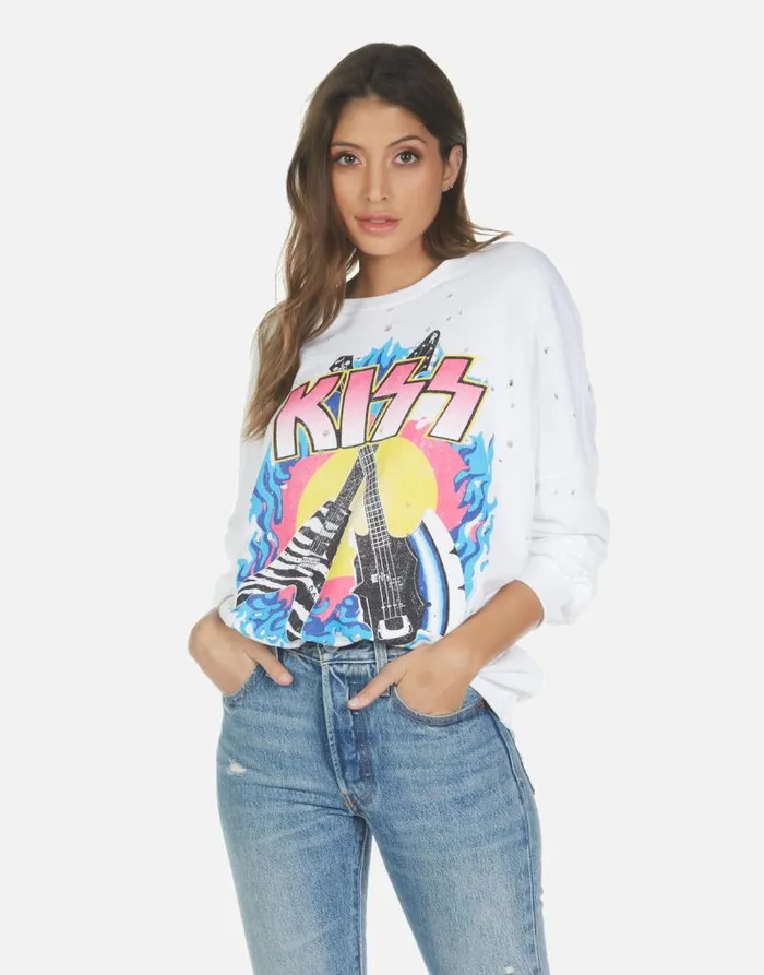 Darby KISS Animalize White Women Lauren Moshi Long Sleeve