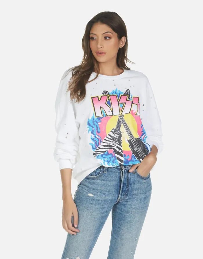 Darby KISS Animalize White Women Lauren Moshi Long Sleeve