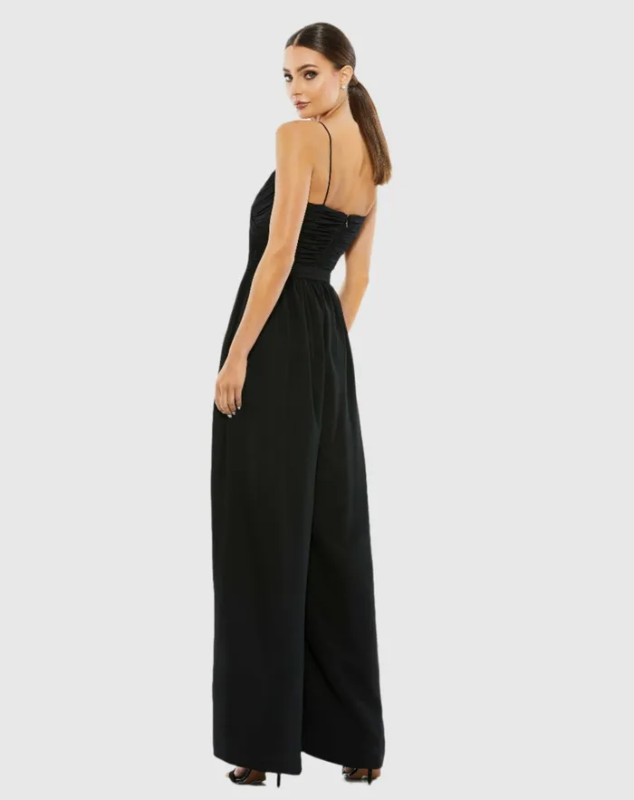 Daytime Dresses Mac Duggal Women Flowy Faux Wrap Jumpsuit White