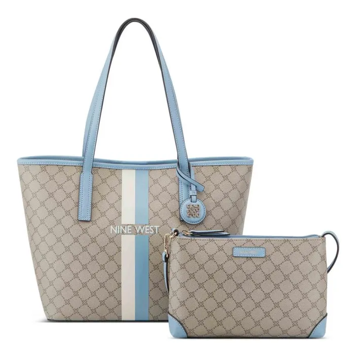 Delaine 2 In 1 Tote Beige Logo Denim Women Nine West Totes and Backpacks