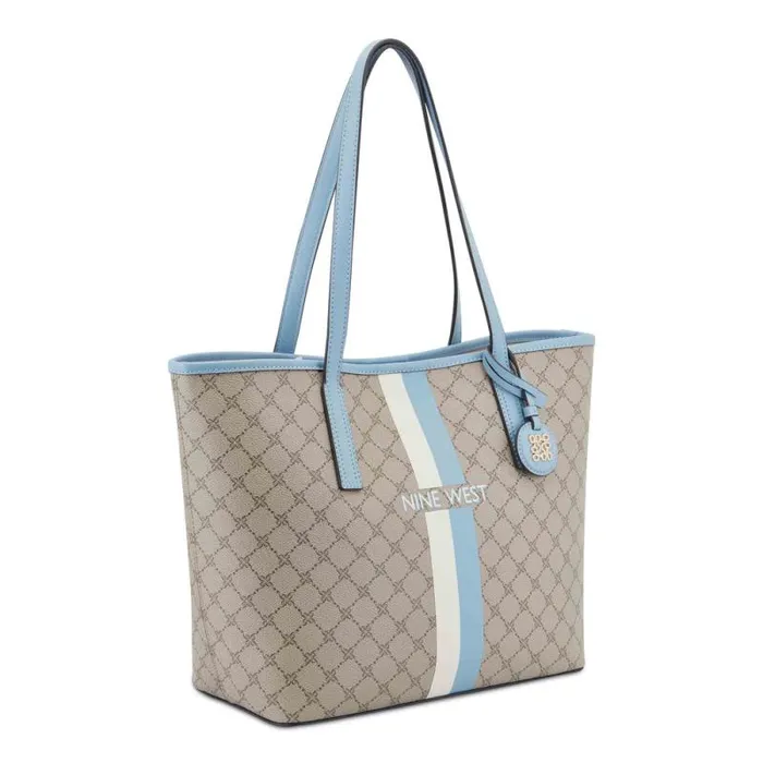 Delaine 2 In 1 Tote Beige Logo Denim Women Nine West Totes and Backpacks Delaine 2 In 1 Tote Beige Logo Denim Women Nine West Totes and Backpacks