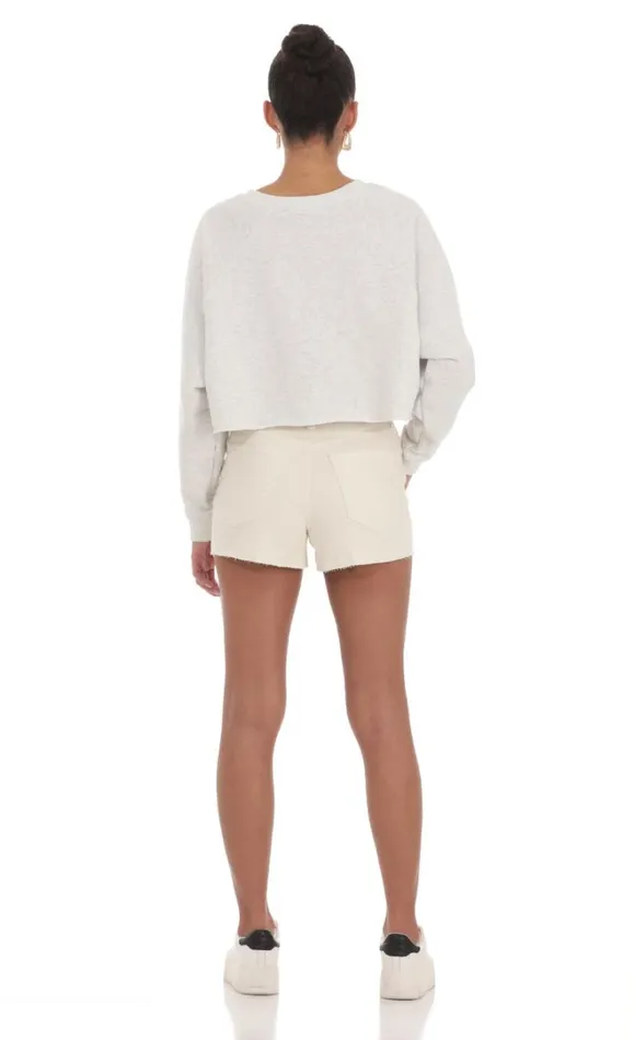 Denim Cutoff Shorts Cream Women LUCY IN THE SKY Shorts
