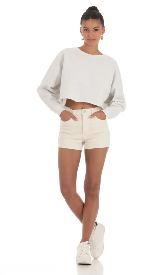 Denim Cutoff Shorts Cream Women LUCY IN THE SKY Shorts